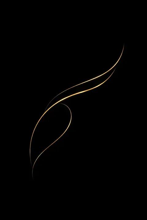 Black wallpaper with a single elegant gold abstract line on true black